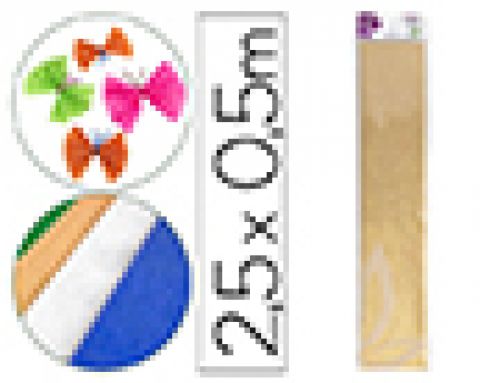 Papel crepe em celofane liderpapel 50 cm x 2,5 m dourado metalizado , Liderpapel , 35746 , 8423473357464